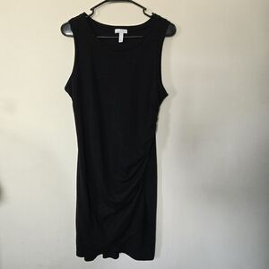 Leith Roundneck Sleeveless Rouched Bodycon Dress Large